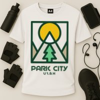 Park City Utah Mountains Tree Cooling Performance Crew T-Shirt