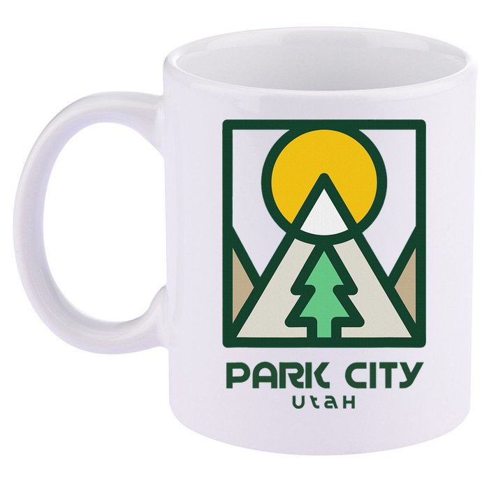 Park City Utah Mountains Tree 11oz C Handle Ceramic Mug