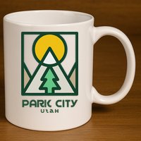 Park City Utah Mountains Tree 11oz C Handle Ceramic Mug