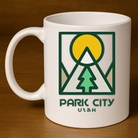 Park City Utah Mountains Tree 11oz C Handle Ceramic Mug