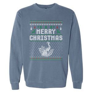 Peacock Christmas Ugly Funny Xmas Gift Garment-Dyed Sweatshirt