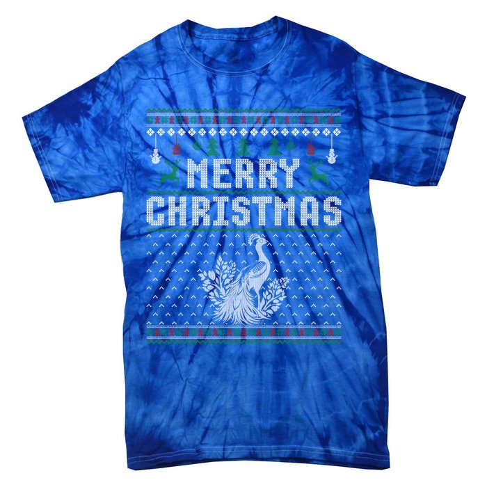 Peacock Christmas Ugly Funny Xmas Gift Tie-Dye T-Shirt