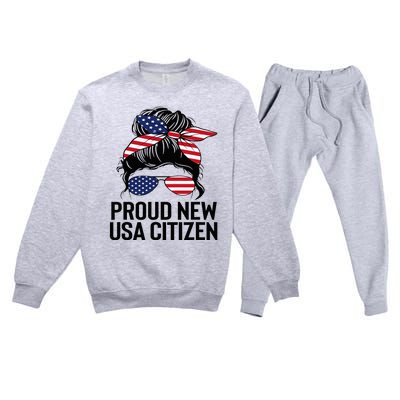 Proud Citizens Us American New Citizenship Gifts Usa Flag Premium Crewneck Sweatsuit Set