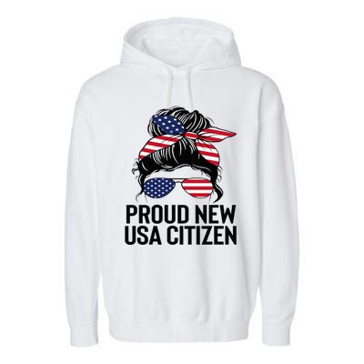 Proud Citizens Us American New Citizenship Gifts Usa Flag Garment-Dyed Fleece Hoodie