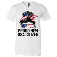 Proud Citizens Us American New Citizenship Gifts Usa Flag V-Neck T-Shirt