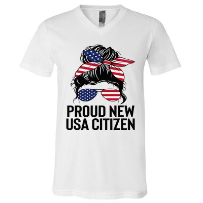 Proud Citizens Us American New Citizenship Gifts Usa Flag V-Neck T-Shirt