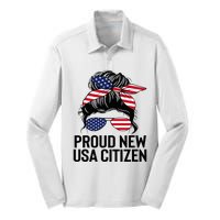 Proud Citizens Us American New Citizenship Gifts Usa Flag Silk Touch Performance Long Sleeve Polo