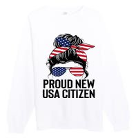 Proud Citizens Us American New Citizenship Gifts Usa Flag Premium Crewneck Sweatshirt