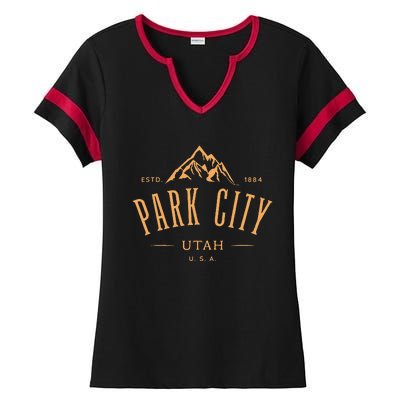 Park City Utah Awesome Mountain Design Souvenir Ladies Halftime Notch Neck Tee