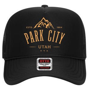 Park City Utah Awesome Mountain Design Souvenir High Crown Mesh Back Trucker Hat