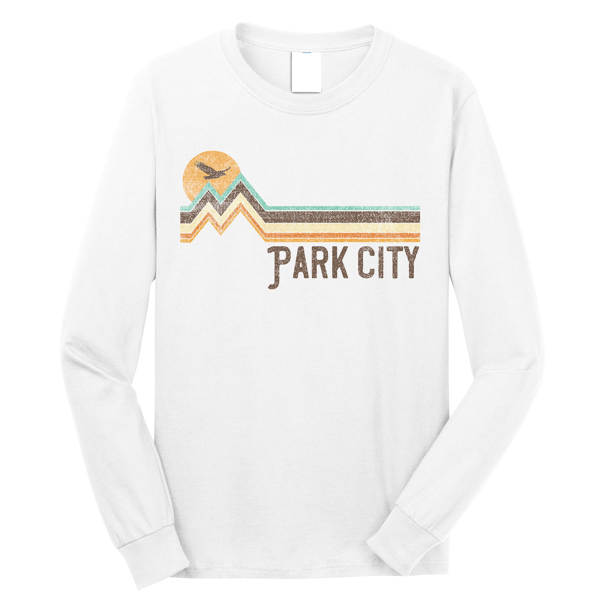 Park City Utah 70S 80S Retro Style Vintage Distressed Gift Long Sleeve Shirt