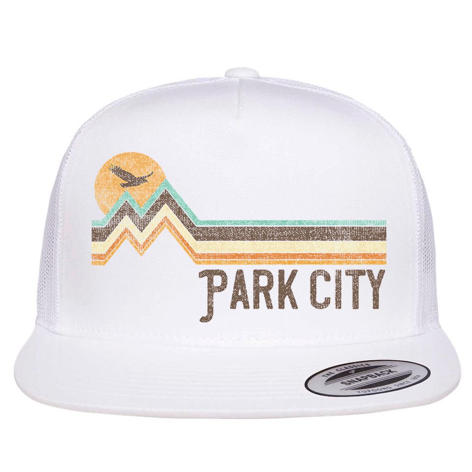 Park City Utah 70S 80S Retro Style Vintage Distressed Gift Flat Bill Trucker Hat