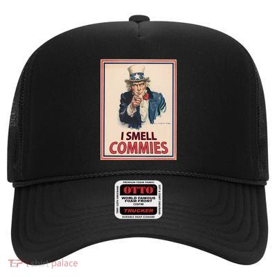 Patriotic Conservative Uncle Sam Poster I Smell Commies High Crown Mesh Back Trucker Hat