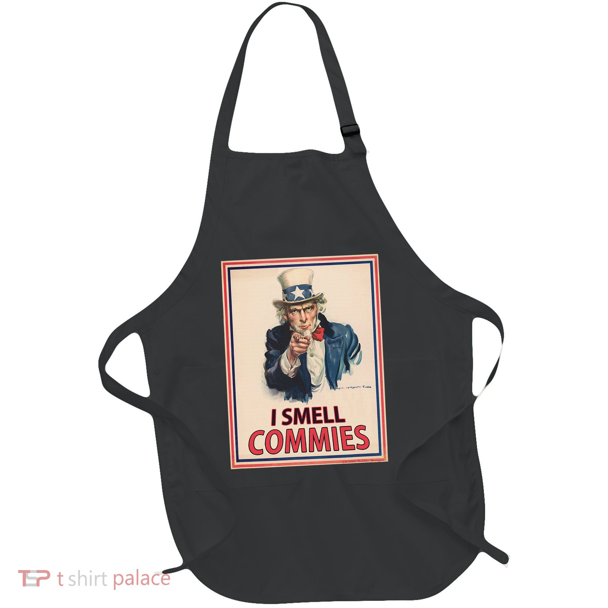 Patriotic Conservative Uncle Sam Poster I Smell Commies Full-Length Apron With Pockets