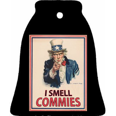 Patriotic Conservative Uncle Sam Poster I Smell Commies Ceramic Bell Ornament