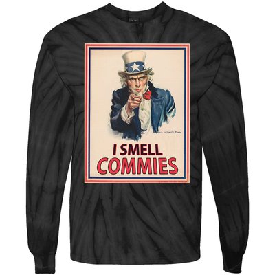 Patriotic Conservative Uncle Sam Poster I Smell Commies Tie-Dye Long Sleeve Shirt