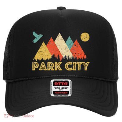 Park City Utah Retro High Crown Mesh Back Trucker Hat