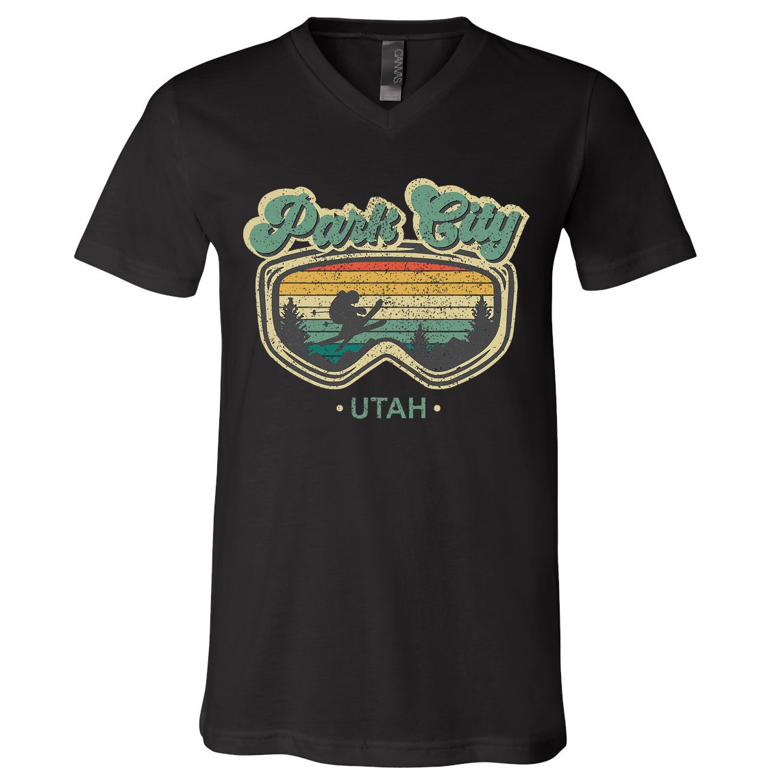 Park City Utah Retro Ski Resort Vintage Skiing V-Neck T-Shirt