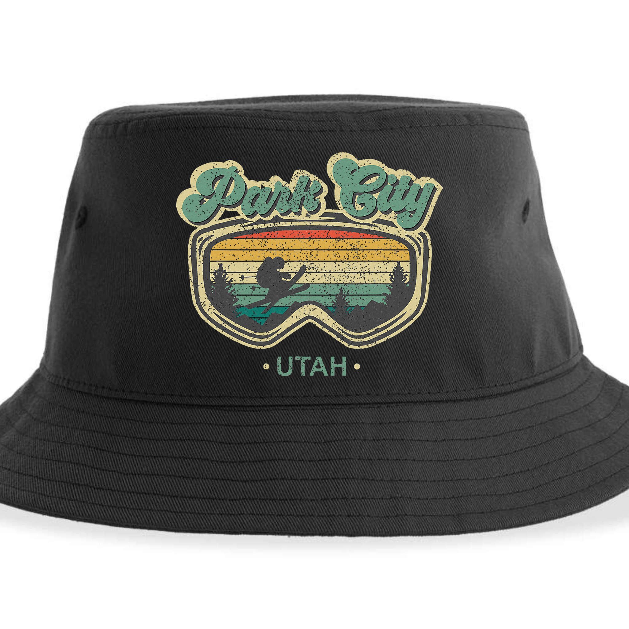Park City Utah Retro Ski Resort Vintage Skiing Sustainable Bucket Hat