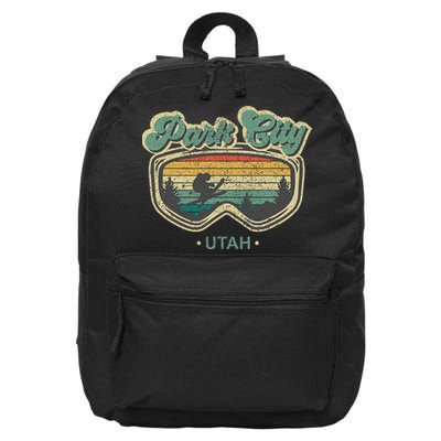 Park City Utah Retro Ski Resort Vintage Skiing 16 in Basic Backpack