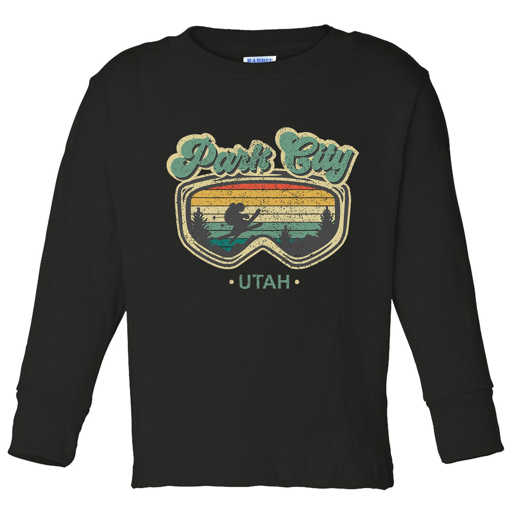 Park City Utah Retro Ski Resort Vintage Skiing Toddler Long Sleeve Shirt