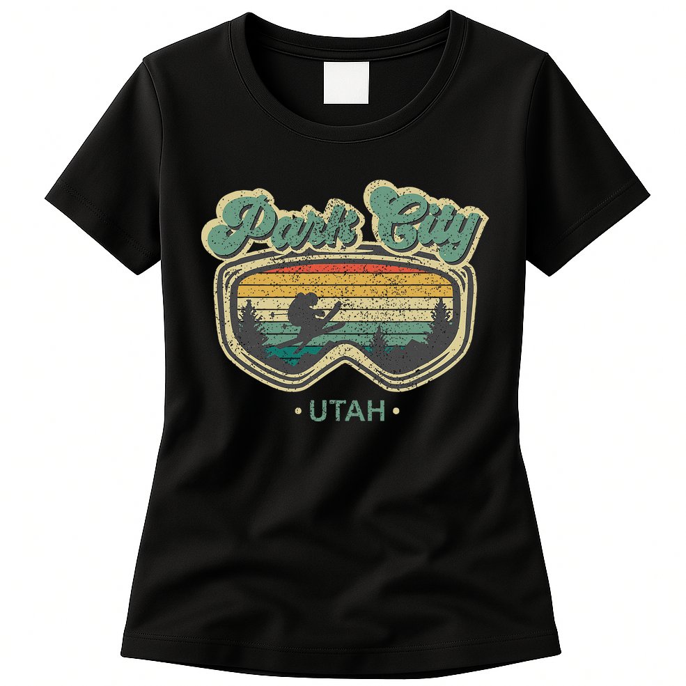 Park City Utah Retro Ski Resort Vintage Skiing Womens T-Shirt
