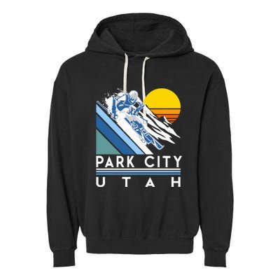 Park City Utah Retro Ski Garment-Dyed Fleece Hoodie