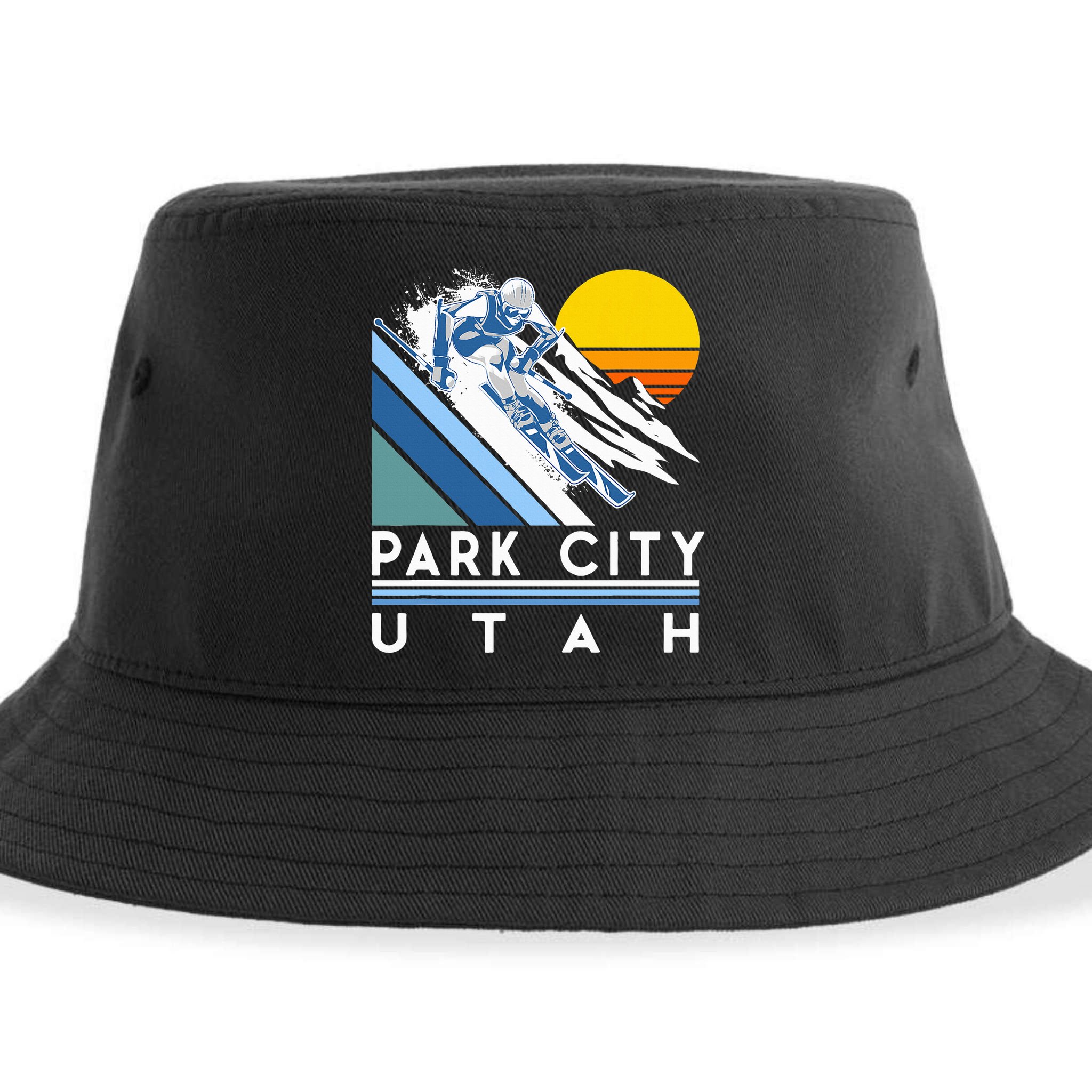 Park City Utah Retro Ski Sustainable Bucket Hat