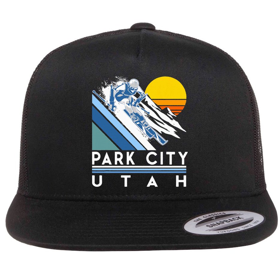 Park City Utah Retro Ski Flat Bill Trucker Hat