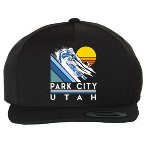 Park City Utah Retro Ski Wool Snapback Cap