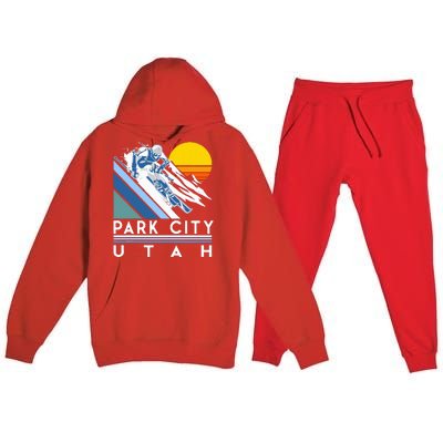 Park City Utah Retro Ski Premium Hooded Sweatsuit Set