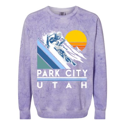 Park City Utah Retro Ski Cute Gift Colorblast Crewneck Sweatshirt