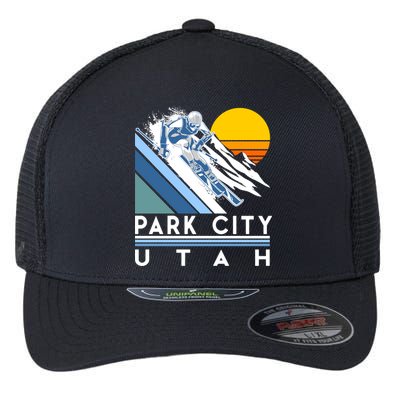 Park City Utah Retro Ski Cute Gift Flexfit Unipanel Trucker Cap
