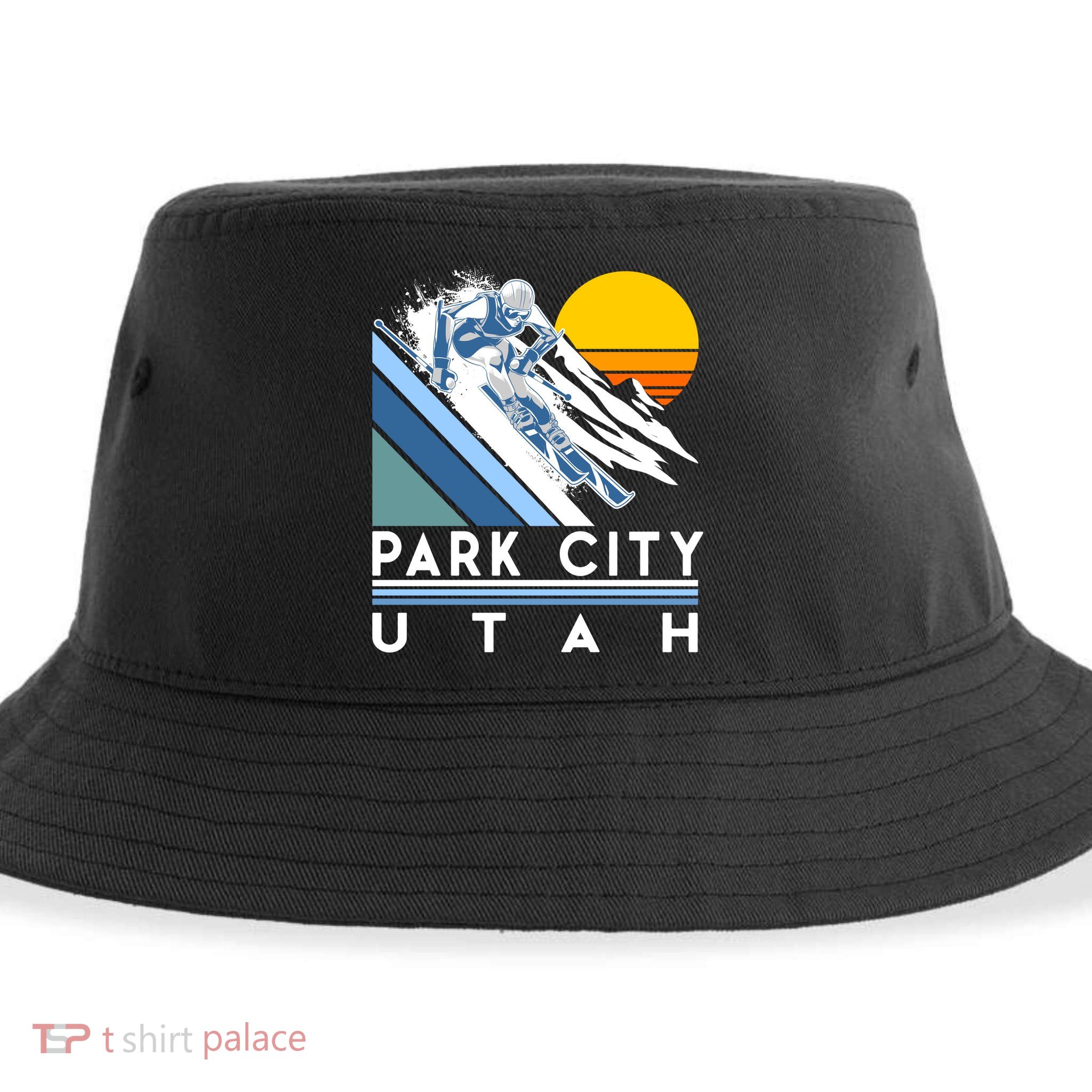 Park City Utah Retro Ski Cute Gift Sustainable Bucket Hat