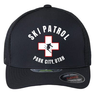 Park City Utah Ski Patrol Gift Flexfit Unipanel Trucker Cap