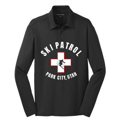 Park City Utah Ski Patrol Gift Silk Touch Performance Long Sleeve Polo