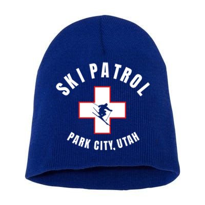 Park City Utah Ski Patrol Gift Short Acrylic Beanie