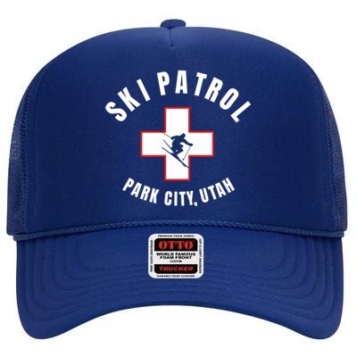 Park City Utah Ski Patrol Gift High Crown Mesh Back Trucker Hat