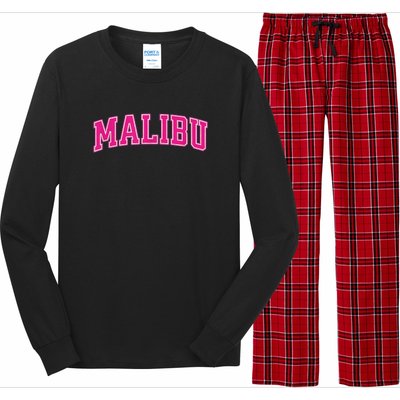 Preppy Collegiate Varsity Pink Malibu California Long Sleeve Pajama Set