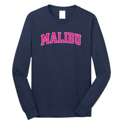 Preppy Collegiate Varsity Pink Malibu California Long Sleeve Shirt