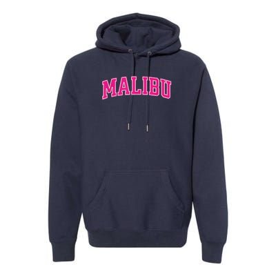 Preppy Collegiate Varsity Pink Malibu California Premium Hoodie