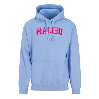 Preppy Collegiate Varsity Pink Malibu California Unisex Surf Hoodie