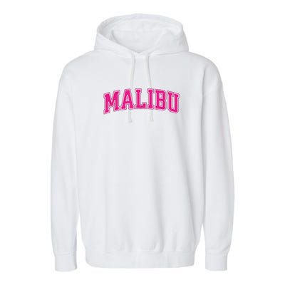 Preppy Collegiate Varsity Pink Malibu California Garment-Dyed Fleece Hoodie