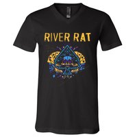 Poker Cards Vintage Spade River Rat V-Neck T-Shirt