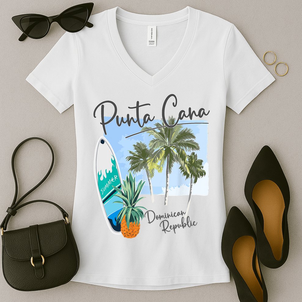 Punta Cana Vacation Punta Cana Souvenirs Dominican Republic Women's V-Neck T-Shirt