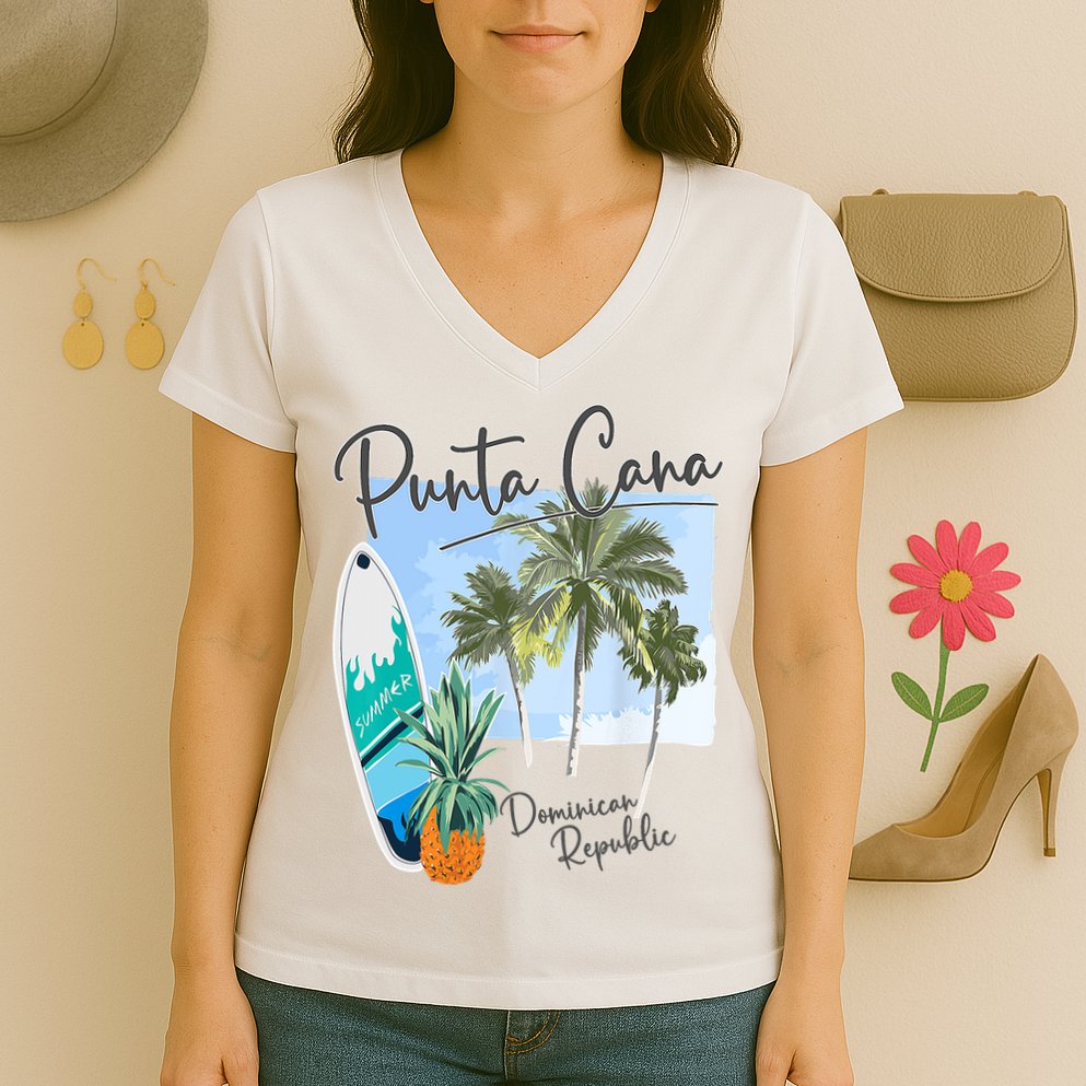 Punta Cana Vacation Punta Cana Souvenirs Dominican Republic Women's V-Neck T-Shirt