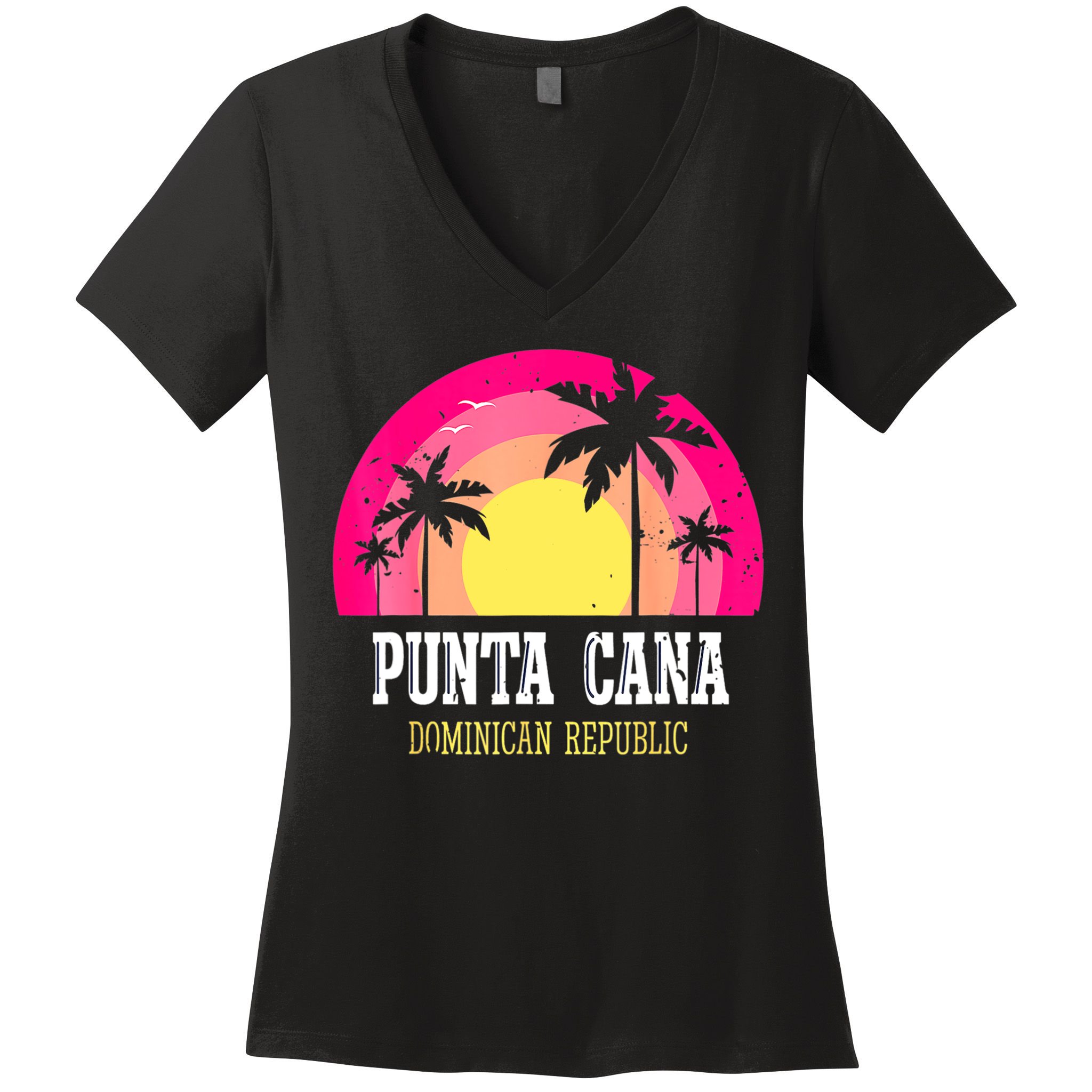 Punta Cana Vacation, Punta Cana Souvenirs Dominican Republic Women's V-Neck T-Shirt