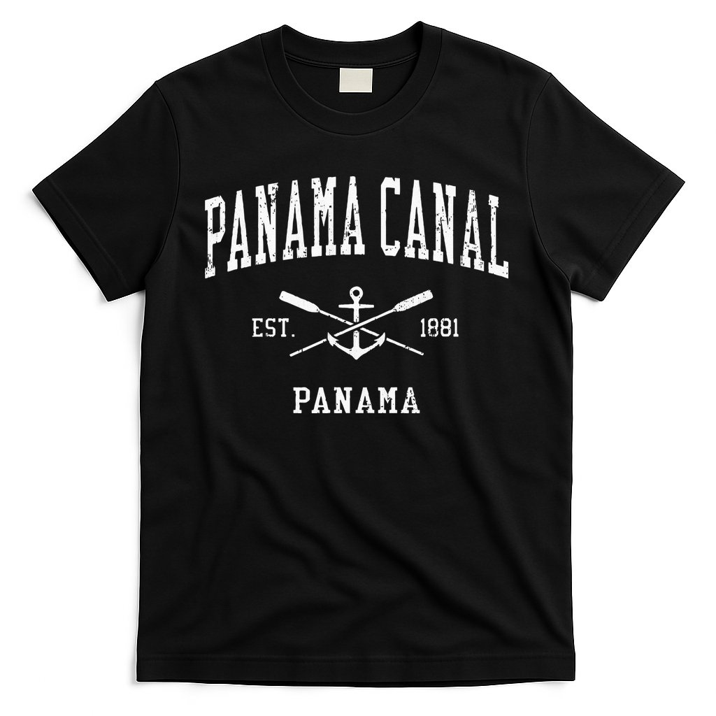 Panama Canal Vintage Crossed Oars & Boat Anchor Sports T-Shirt