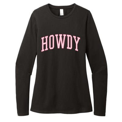 Preppy Cowgirl Varsity Pink Howdy Womens CVC Long Sleeve Shirt