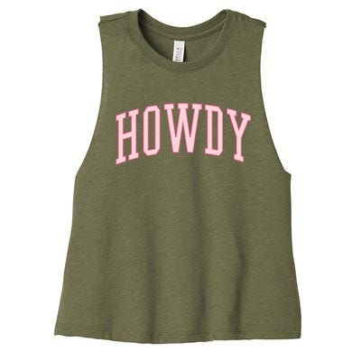 Preppy Cowgirl Varsity Pink Howdy Women's Racerback Cropped Tank